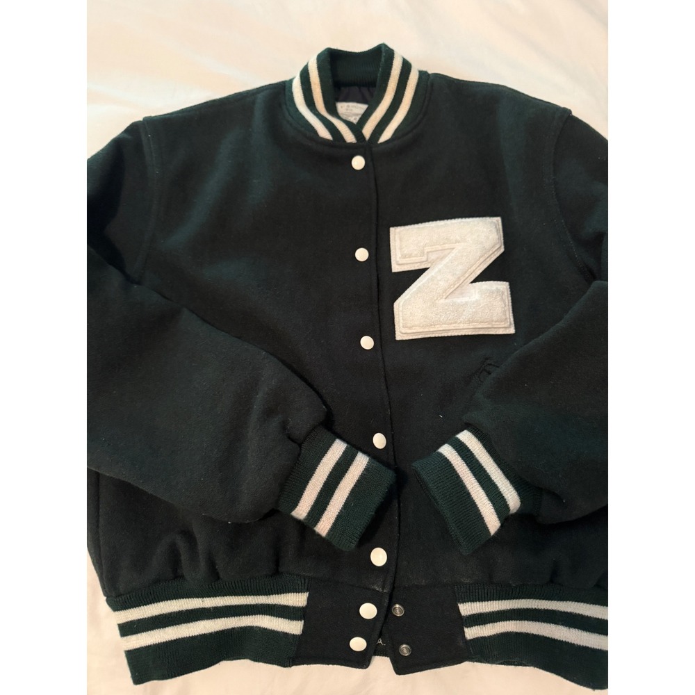 Vintage Empire Sporting Goods Co Varsity Jacket Green White Chenille Patch Z Med